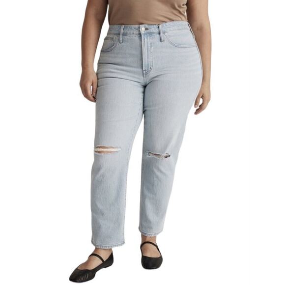 Madewell Plus Perfect Vintage Straight Jeans Womens 24W Distressed NWT $138 - Picture 1 of 16